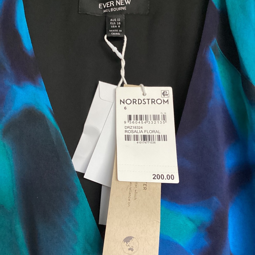 Ever New Tamara Abstract Print Long Sleeve Asymmetric Minidress, size 6 - Picture 2 of 14